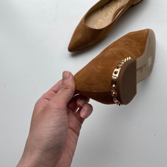 Sam Edelman Suede Flats with Gold Studs - Tan Size 6.5 - Picture 7 of 9